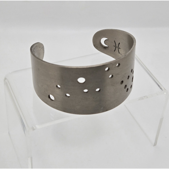 Scout Zodiac Cuff Bracelet Pisces Constellation Cutout Steel Modern Minimal Boho - Picture 1 of 15